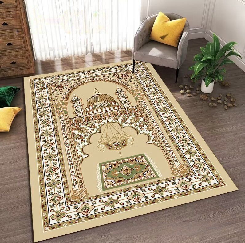 CARPET 007 Mosque Living Room Mat 80X120cm Size Portable Muslim Prayer Rug Special Shaped Pocket Travel Prayer